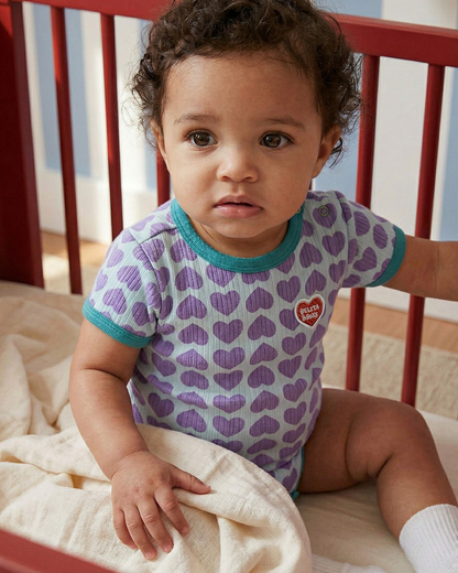 BABY Violet BB Heart Pattern Short Bodysuit