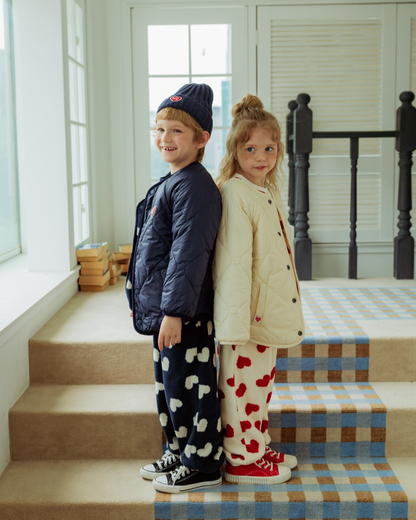 [SET] Navy BB Heart Pattern Fleece Jogger