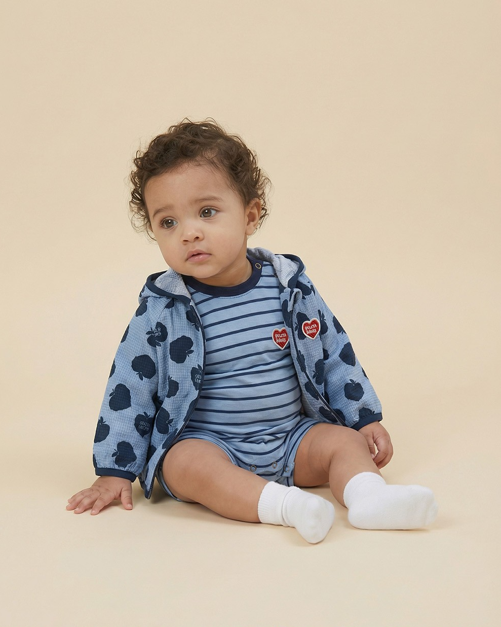 BABY Navy Bubble Apple Pattern Windbreaker