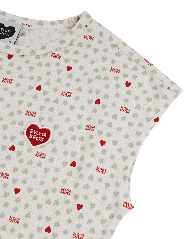 [SET] Light Grey Heart Star Mesh Sleeveless Shorts
