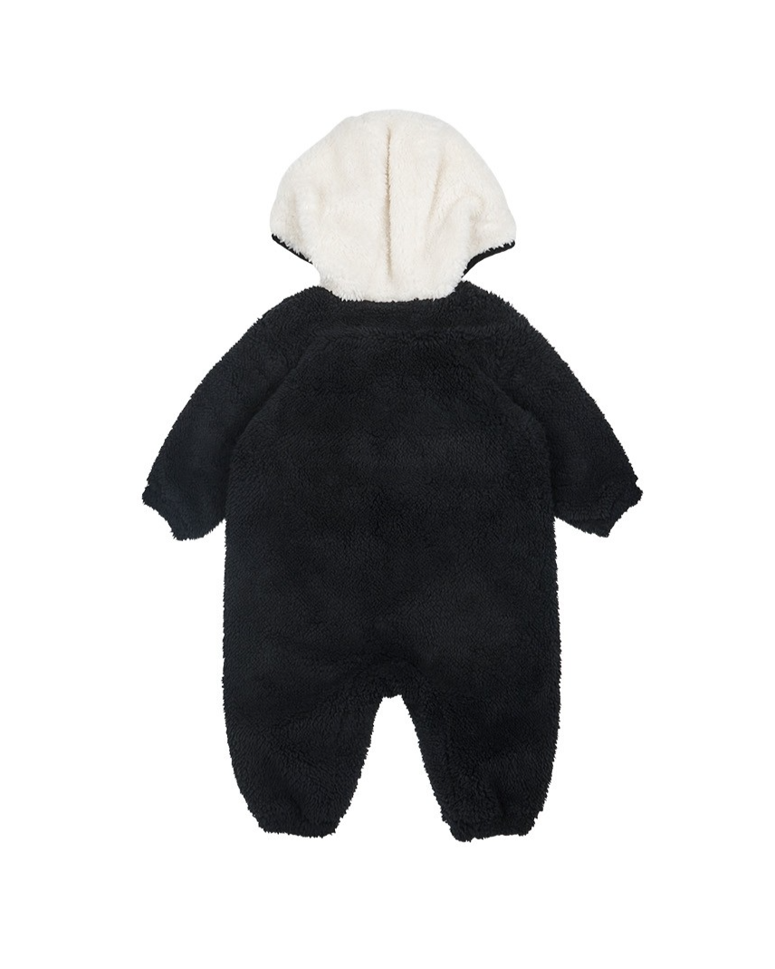 BABY Black Bear Fur Hooded Jumpsuit