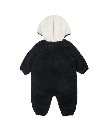BABY Black Bear Fur Hooded Jumpsuit