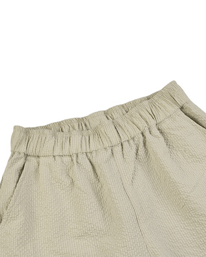 Light Beige BB Heart Color Block Polysucker Crop Pants