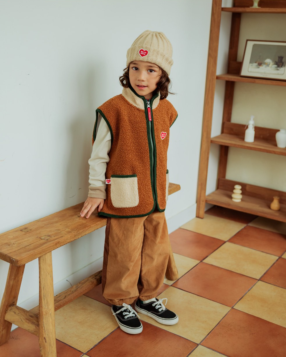 Beige Color Block Corduroy Jogger