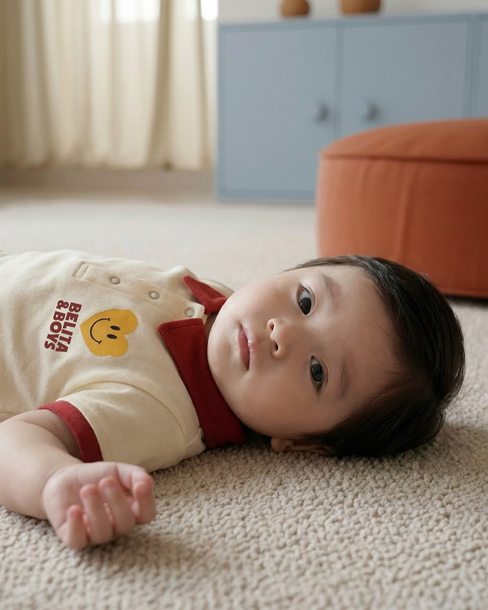 BABY Red Smile Heart Collar Jumpsuit