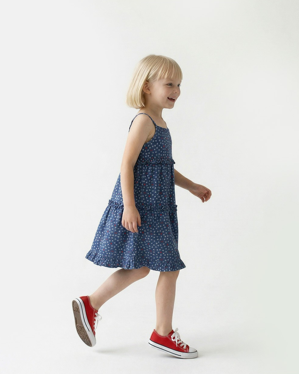 GIRL Blue BB Heart All-Over Denim Dress