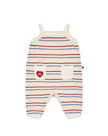 BABY Cream Bubble Apple Rainbow Stripe Terry Overall