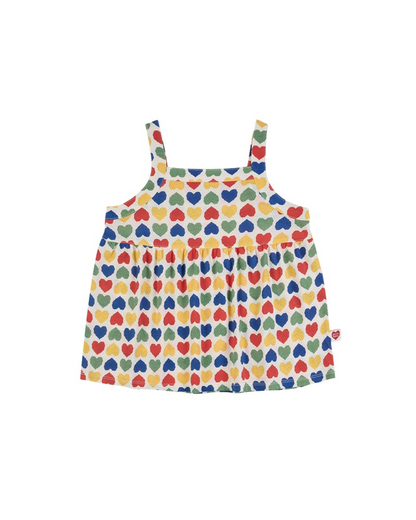 [GIRL SET] Cream Rainbow Heart Mesh Frill Sleeveless Shorts