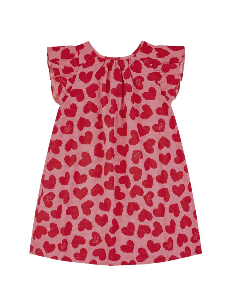 GIRL Pink BB Heart Pattern Polysucker Dress