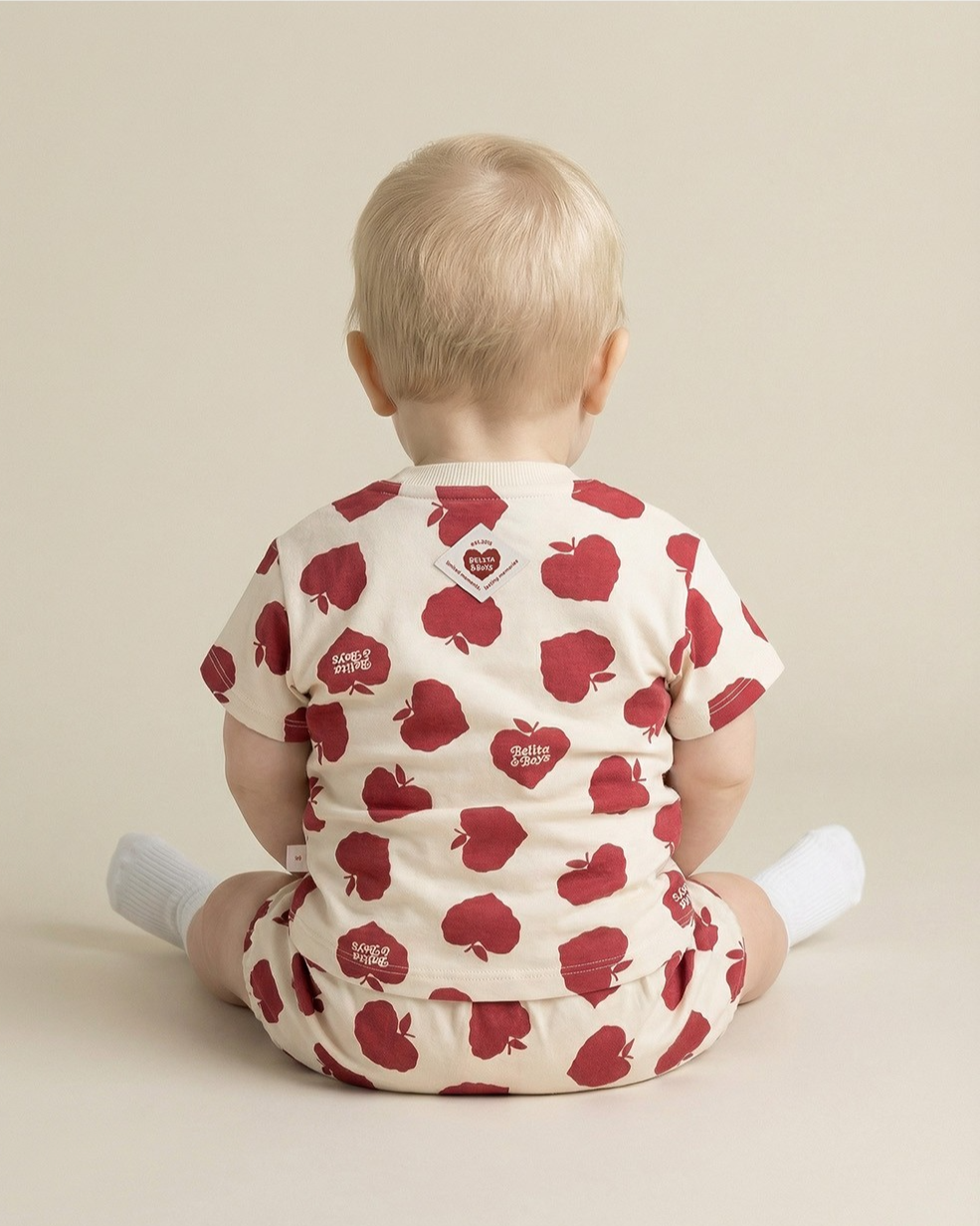 [BABY SET] Red Bubble Apple Pattern Shorts