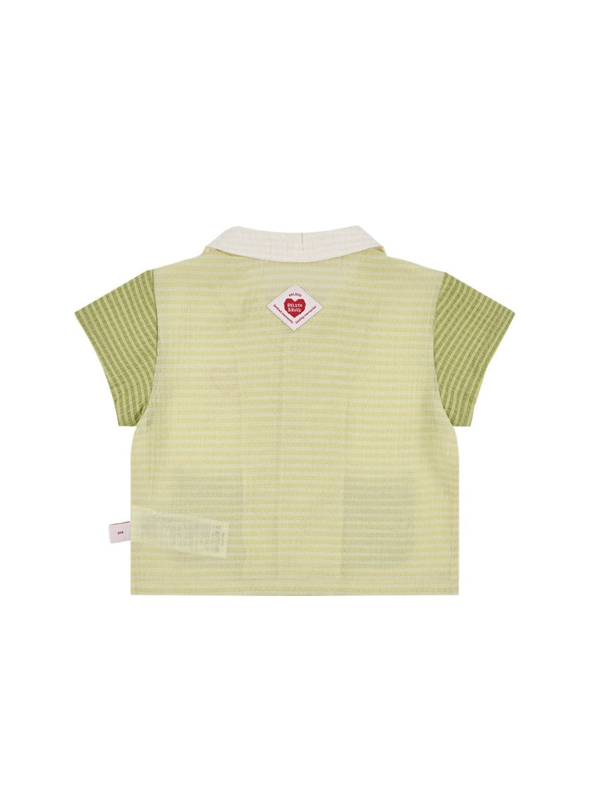 [BABY SET] Green Color Block Polysucker Shirt & Shorts