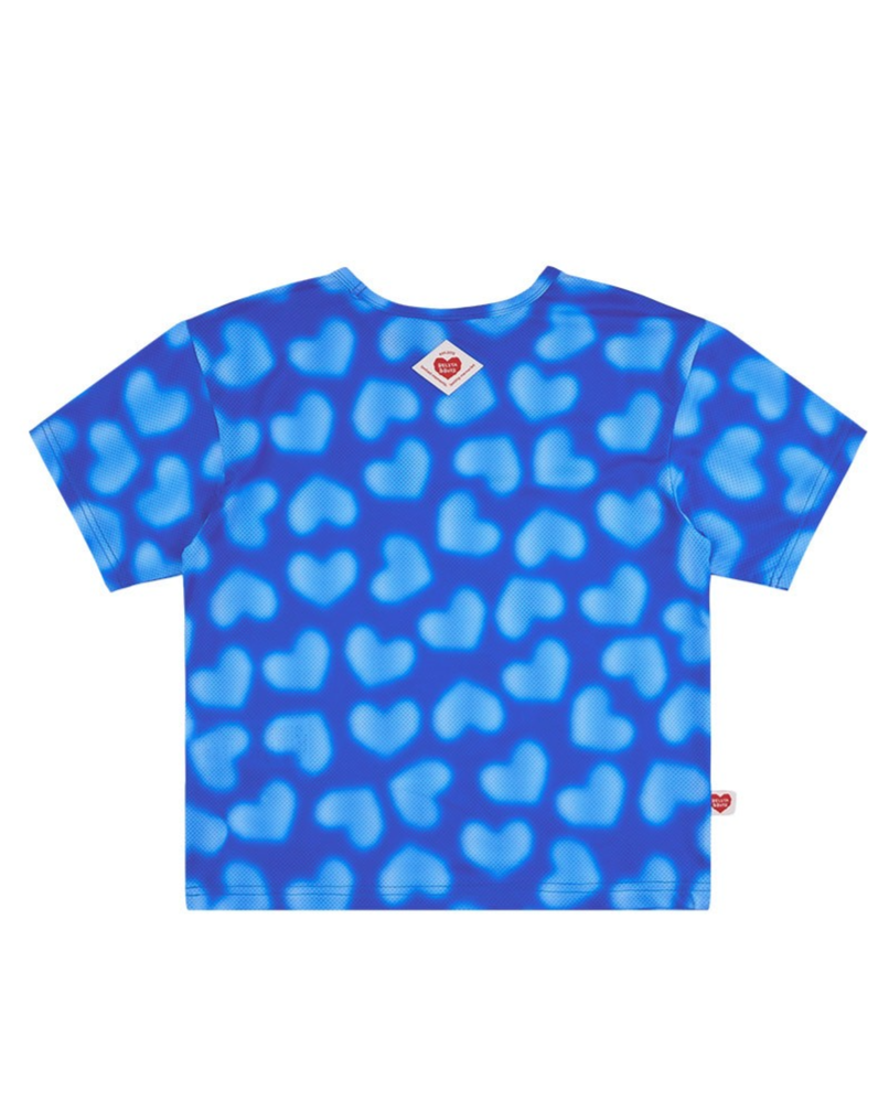 [SET] Blue Water Dye Heart Pattern Mesh Shorts