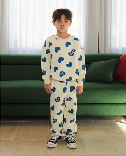 [SET] Blue Heart Pattern Jogger