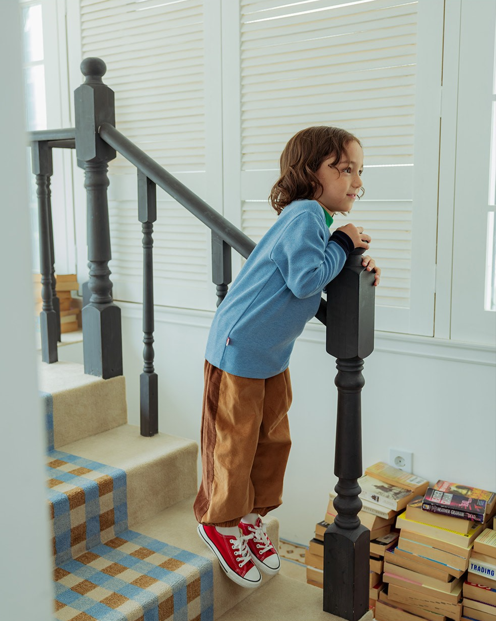 Beige Color Block Corduroy Jogger