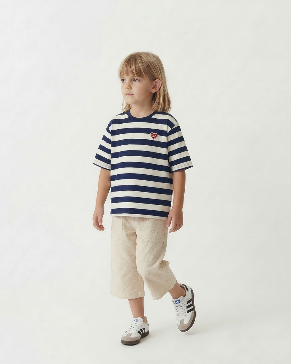 Navy BB Heart Stripe Mid Sleeve