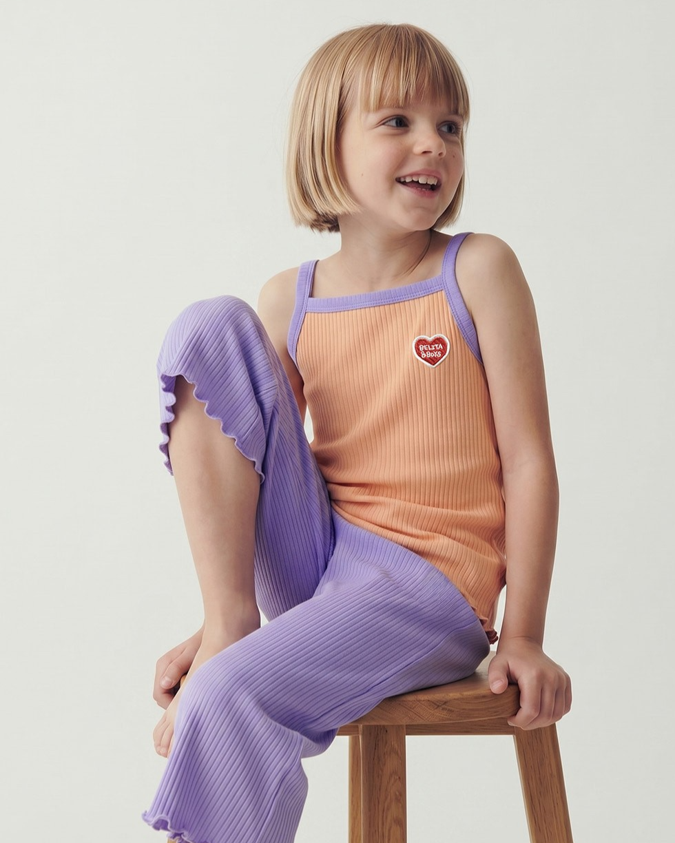 [GIRL SET] Orange BB Heart Two-Tone Sleeveless One Mile