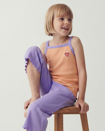 [GIRL SET] Orange BB Heart Two-Tone Sleeveless One Mile