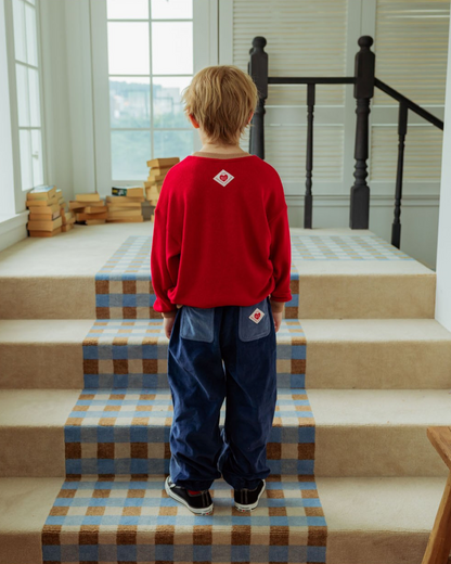 Red Mommy Color Block Knit Sweater