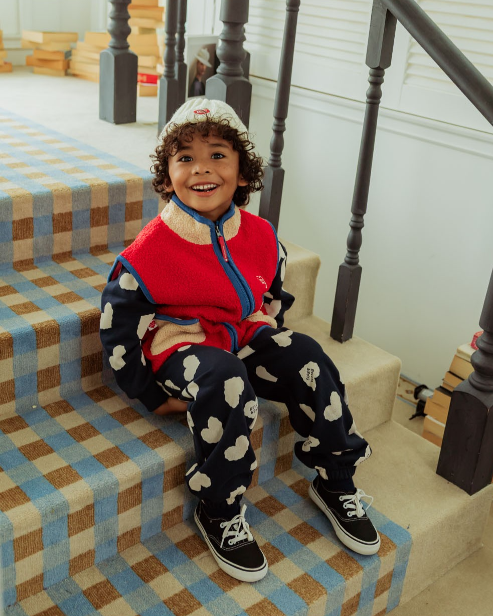 Red BB Heart Color Block Dumble Fleece Vest