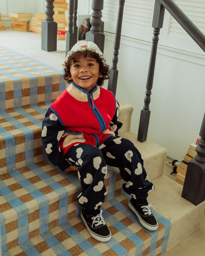 Red BB Heart Color Block Dumble Fleece Vest