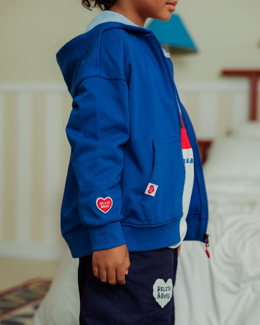 Blue Bus and Truck Zip Up Hood