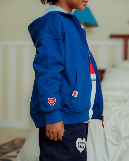 Blue Bus and Truck Zip Up Hood