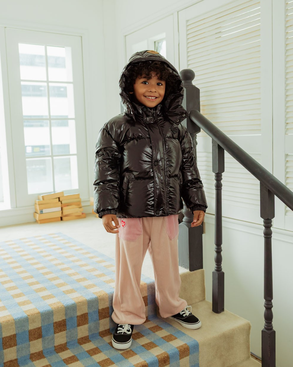 Black Glossy Duck Down Hooded Jumper