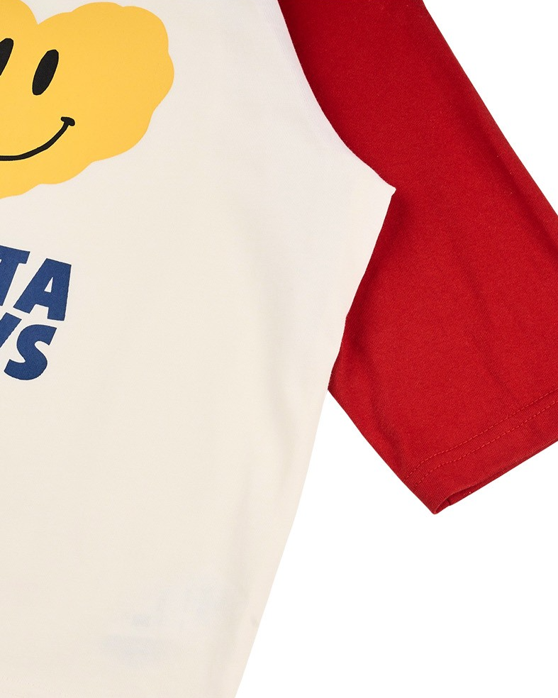Red Smile Heart Color Block Mid Sleeve