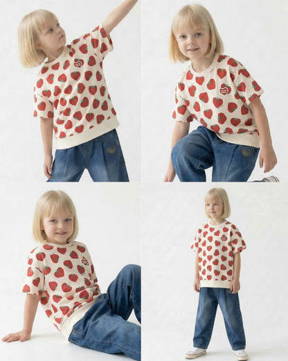 [SET] Red Berry Pattern Shorts