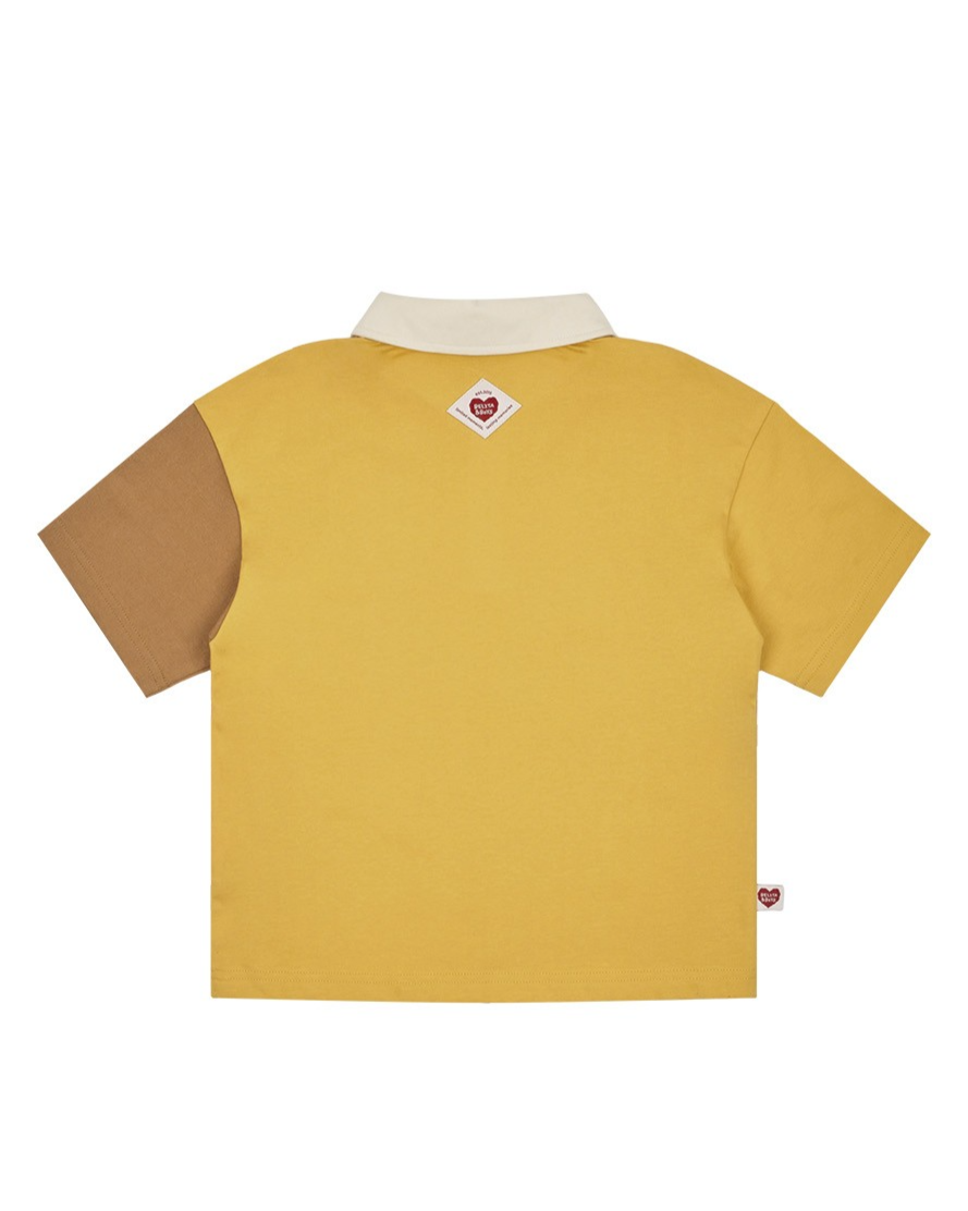 Yellow Cowboy Half Color Block Collar Shirt
