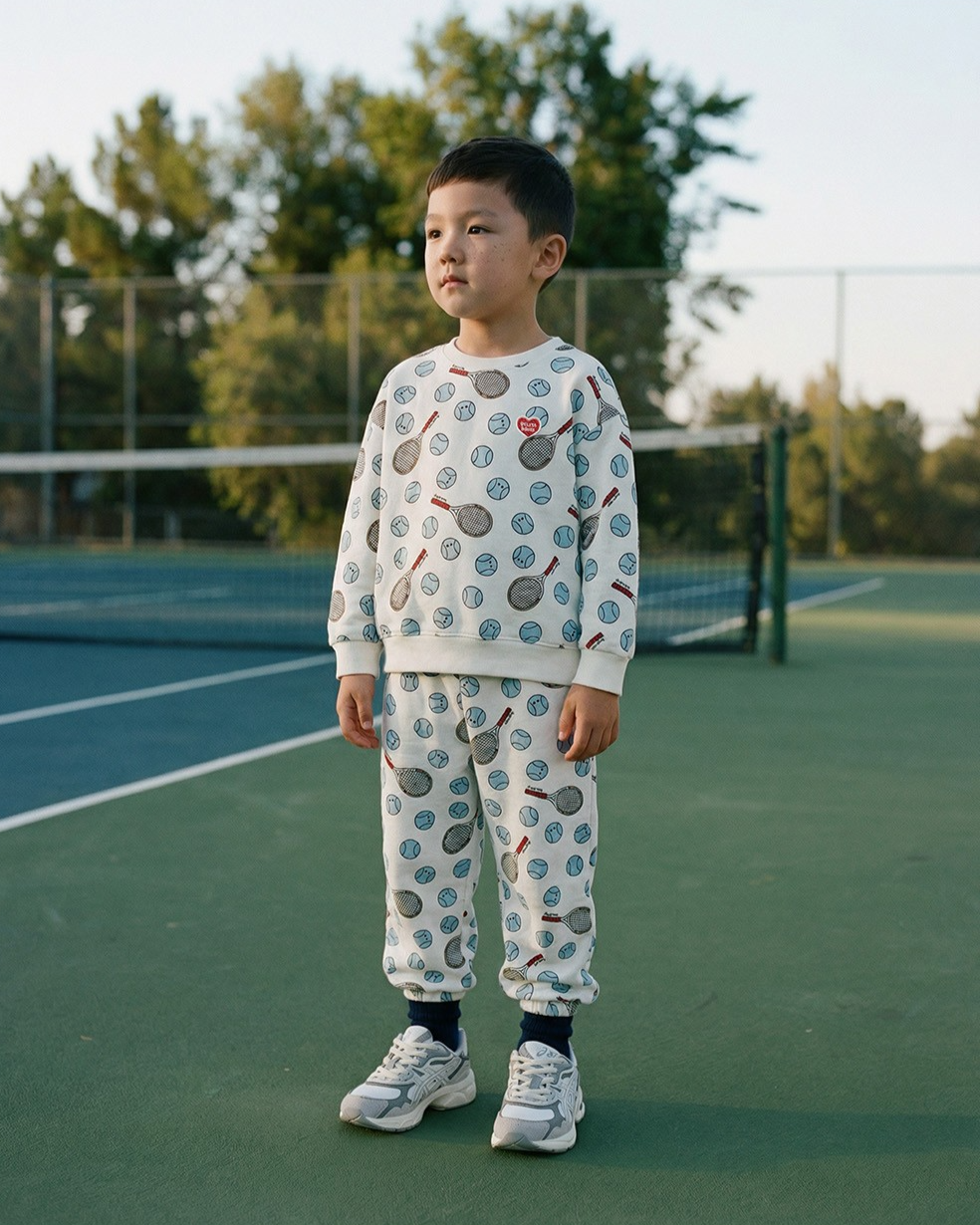 [SET] Ivory Tennis Pattern Jogger
