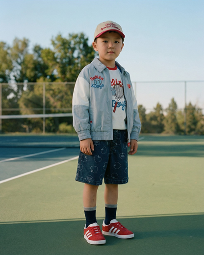 Light Blue Tennis Color Block Collar Windbreaker