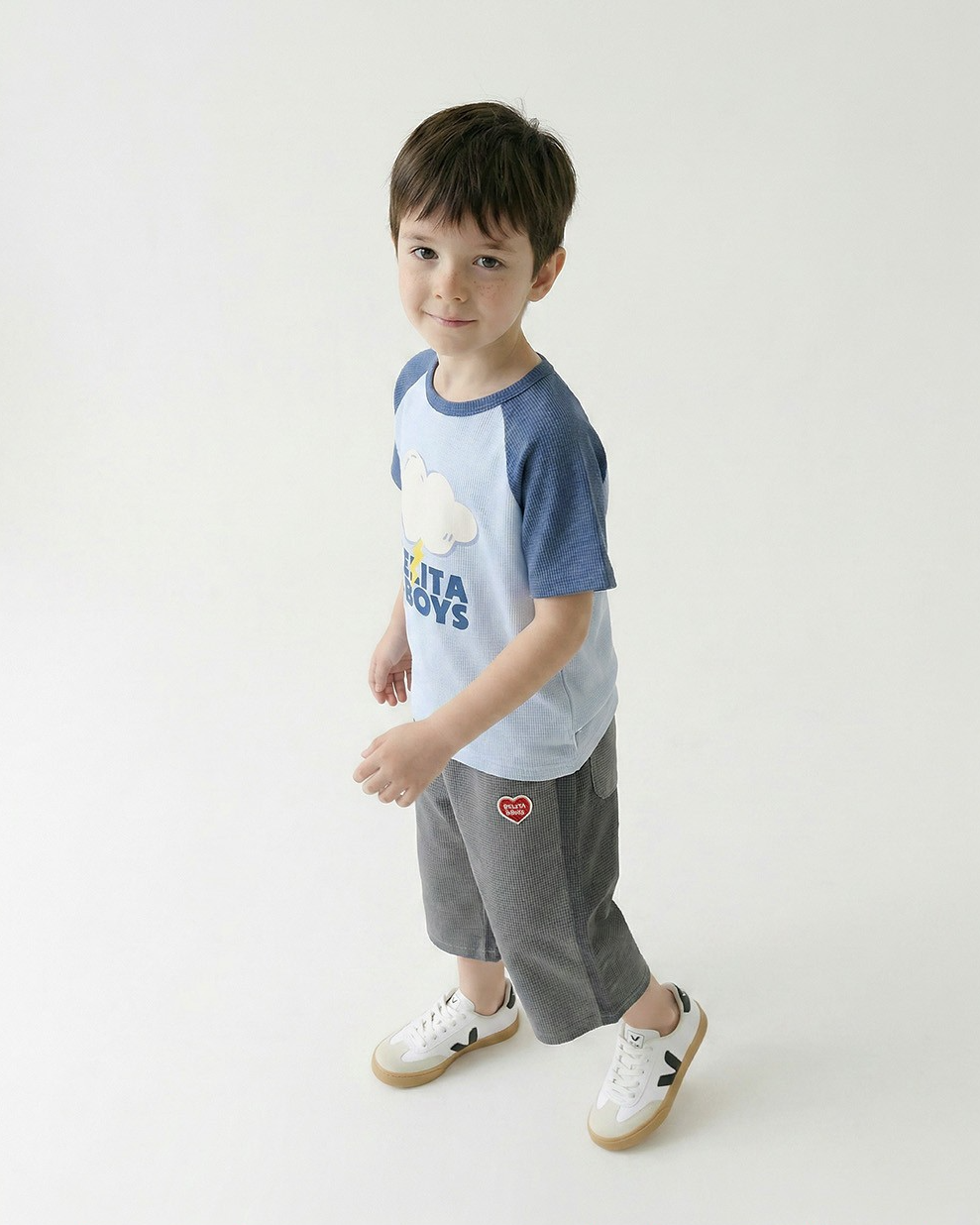 Grey BB Heart Color Block Polysucker Crop Pants
