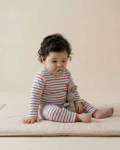 BABY Red BB Heart Multi Stripe Jumpsuit