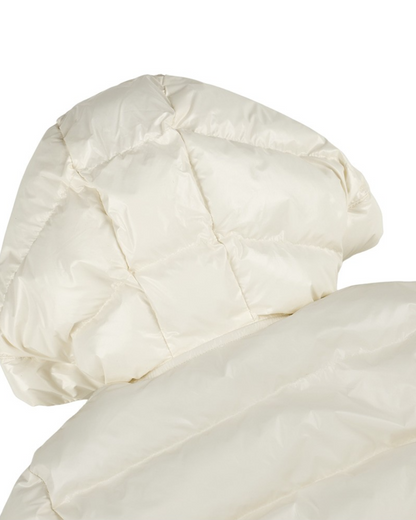 BABY Cream Glossy Hooded Puffer Jumpsuit
