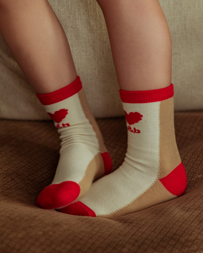 Camel BB Heart Color Block Socks