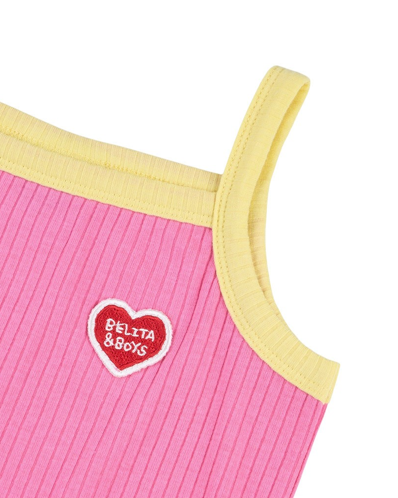 [GIRL SET] Pink BB Heart Two-Tone Sleeveless One Mile