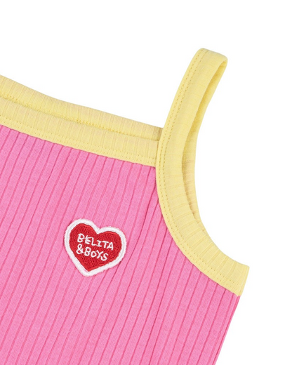 [GIRL SET] Pink BB Heart Two-Tone Sleeveless One Mile