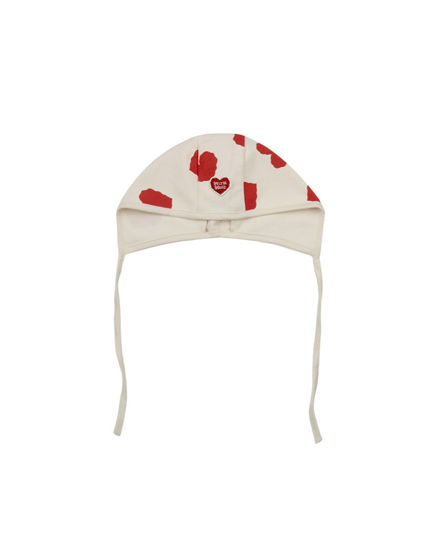 [BABY SET] Red BB Heart Pattern Jumpsuit & Bonnet