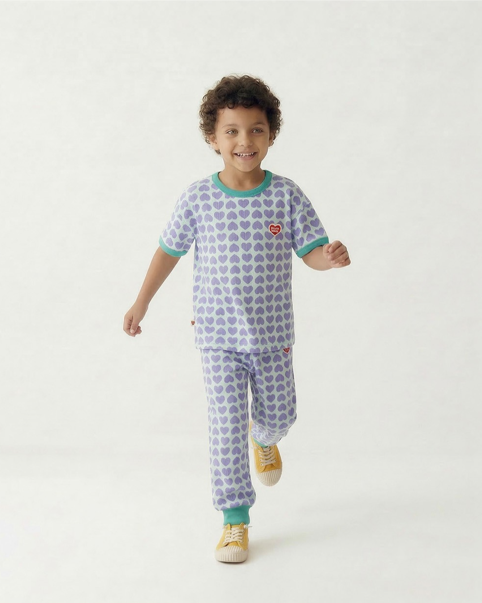 Violet BB Heart Pattern One Mile Short Sleeve