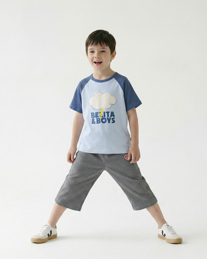 Grey BB Heart Color Block Polysucker Crop Pants