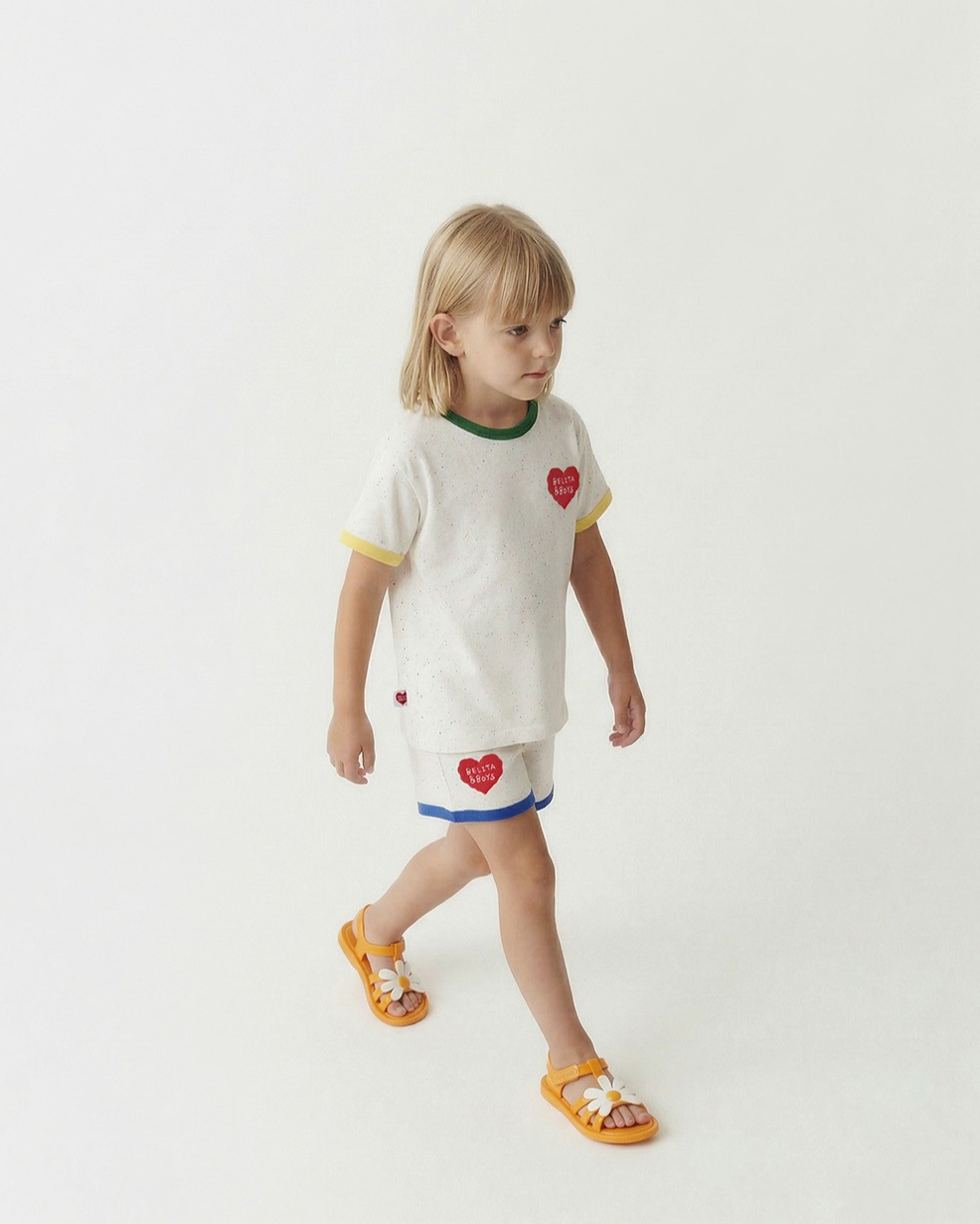 [SET] Ivory BB Heart Rib Trim Shirt & Shorts