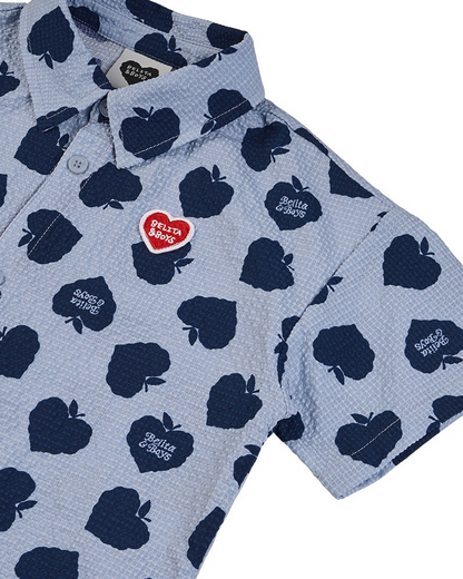[SET] Navy Bubble Apple Polysucker Shirt & Shorts