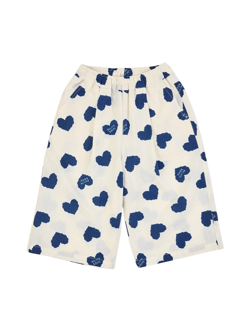[SET] Blue Heart Pattern Polysucker Sleeveless Crop