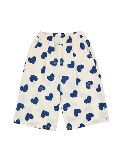 [SET] Blue Heart Pattern Polysucker Sleeveless Crop