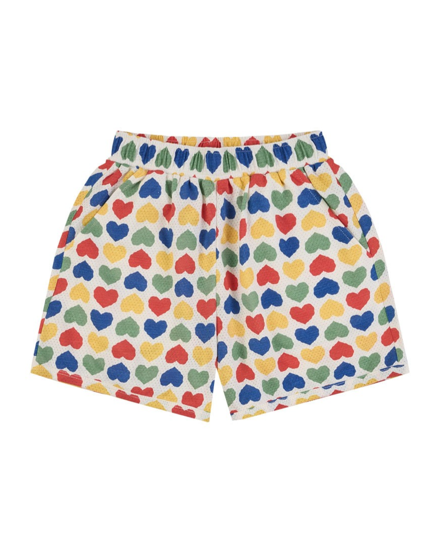 [SET] Cream Rainbow Heart Mesh Sleeveless Shorts