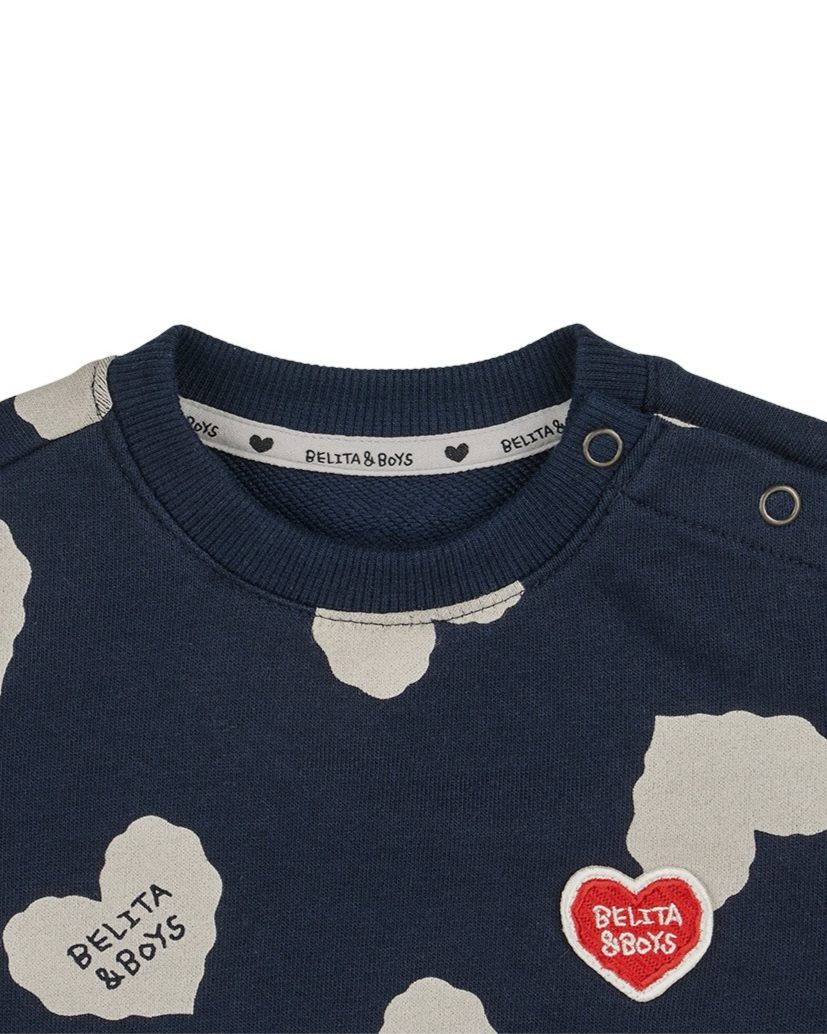 [BABY SET] Navy BB Heart Pattern Jogger