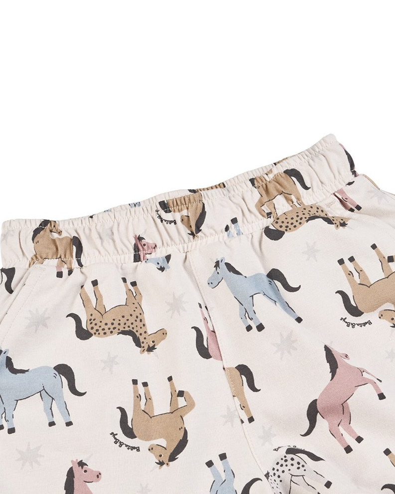 [GIRL SET] Light Pink Horse Pattern Blouse & Shorts