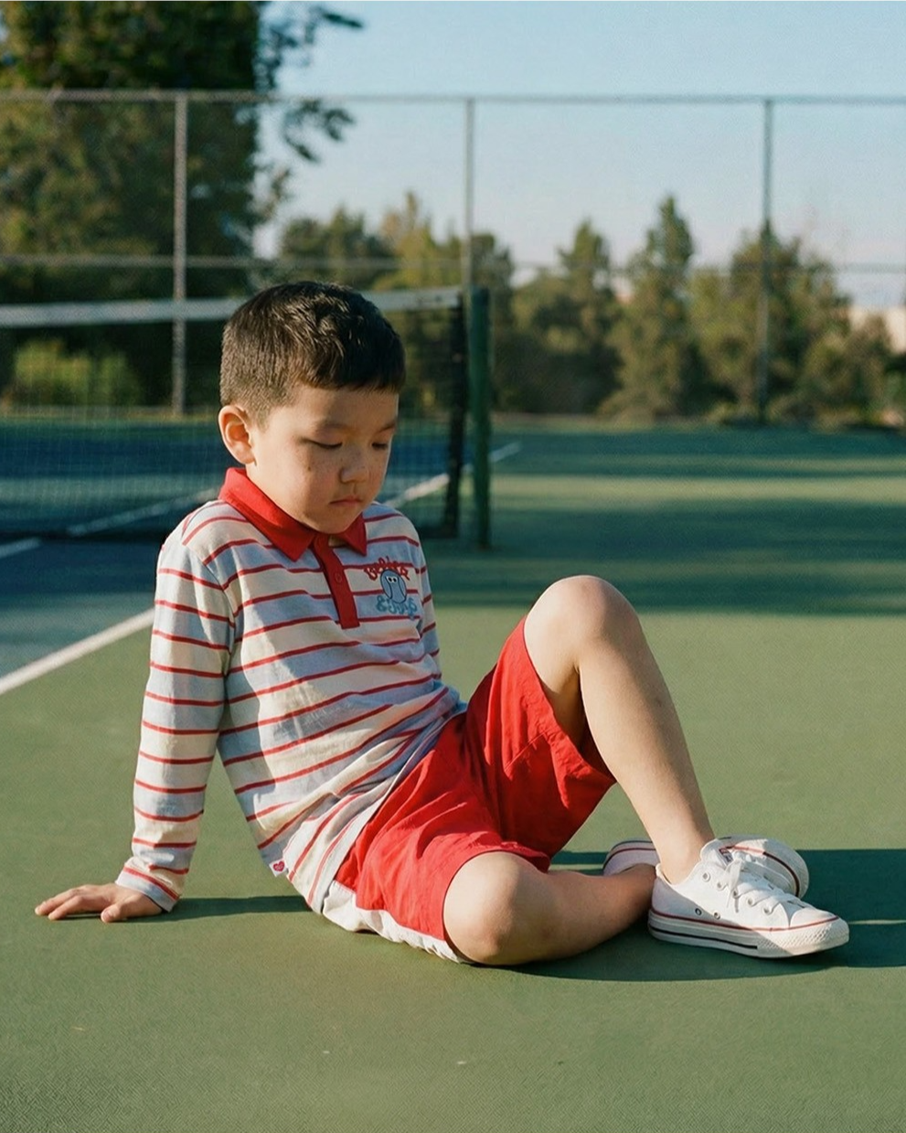 Light Blue Tennis Multi Stripe Rugby Shirt
