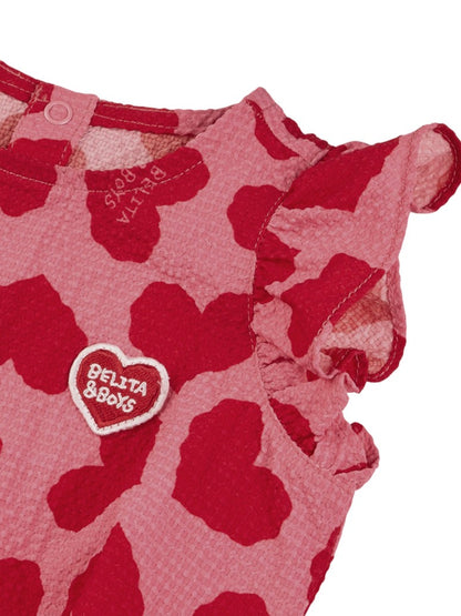 BABY GIRL Pink BB Heart Pattern Polysucker Short Bodysuit
